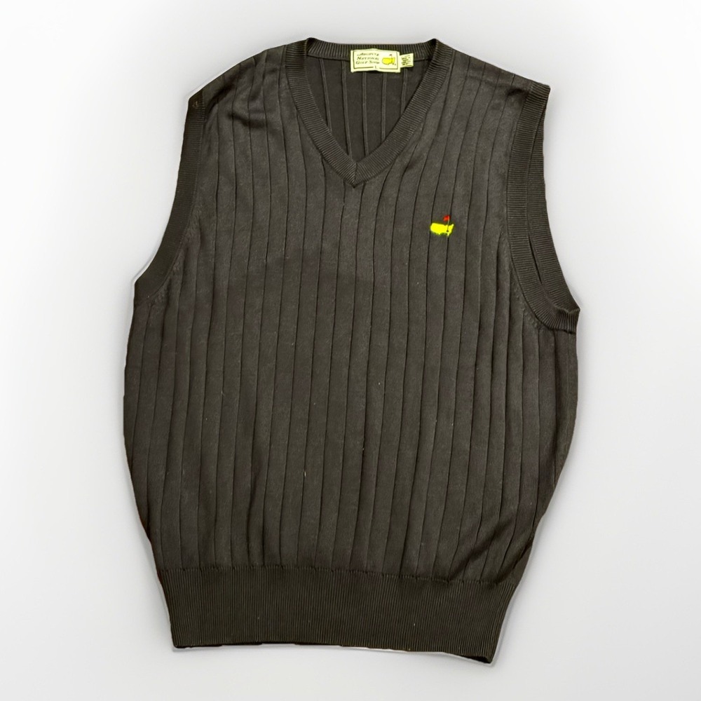 Masters Augusta National Golf Shop Silk Sweater Vest Men L Blue ANGC Berckmans